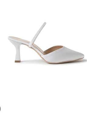Marisol By Eleanor Louise White Satin Slingback Heel Size 39 Formal Wedding